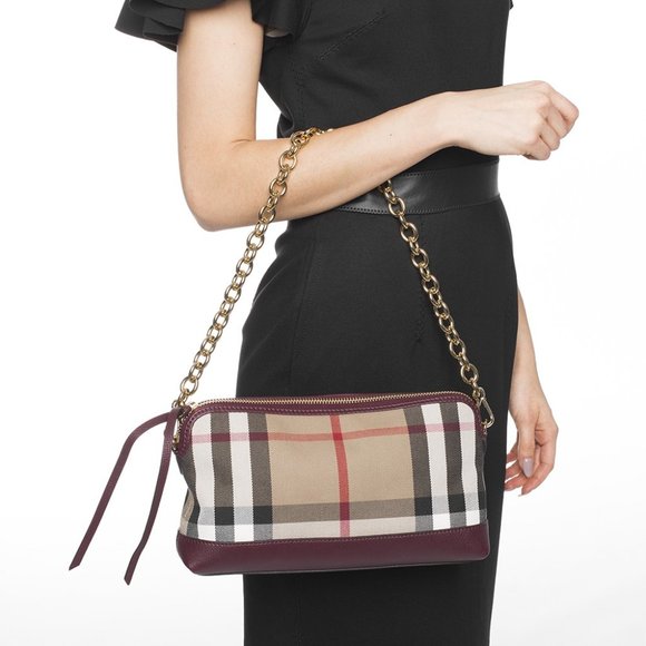 NWT BURBERRY HOUSE CHECK DERBY LEATHER ABINGDON CROSSBODY BAG CLUTCH - Picture 5 of 9